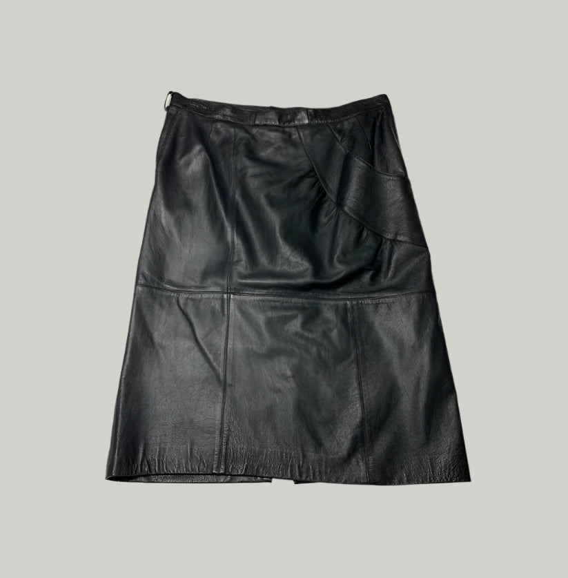 Creazioni In Pelle Black Leather Pencil Skirt