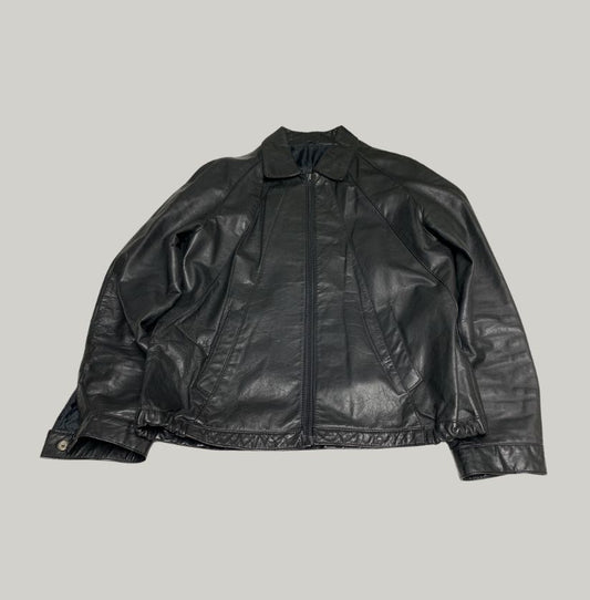 Vintage Style Black Leather Biker Jacket