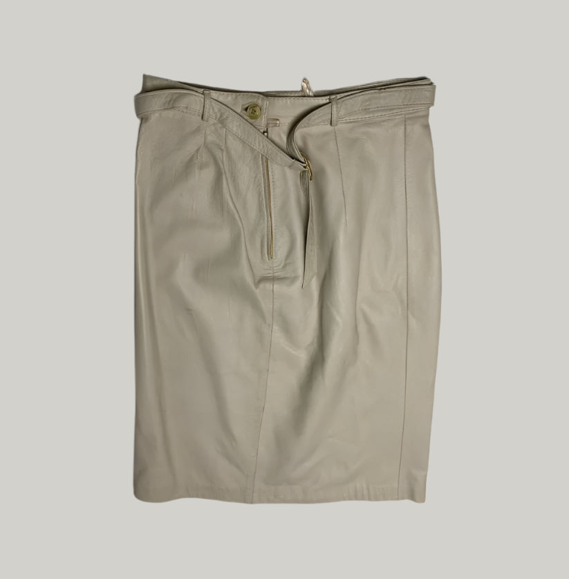 Pelle Beige Leather Skirt