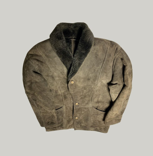 Vintage Sheepskin Brown Suede Jacket