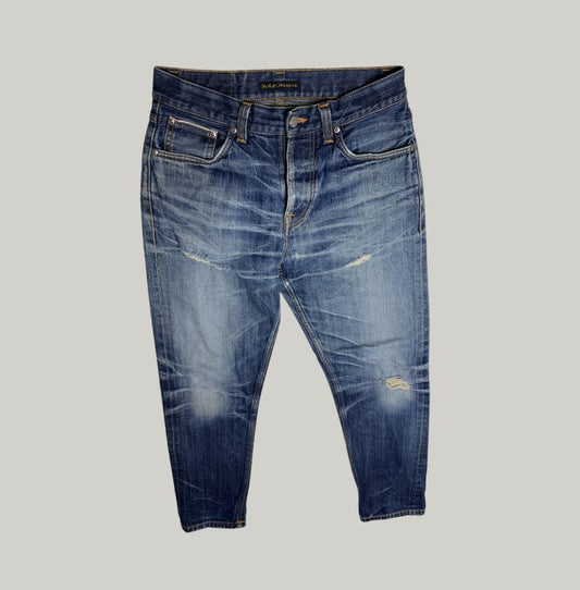 Nudie Jeans Co. Distressed Blue Denim