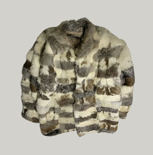 Vintage Multi-Tone Striped Fur Coat