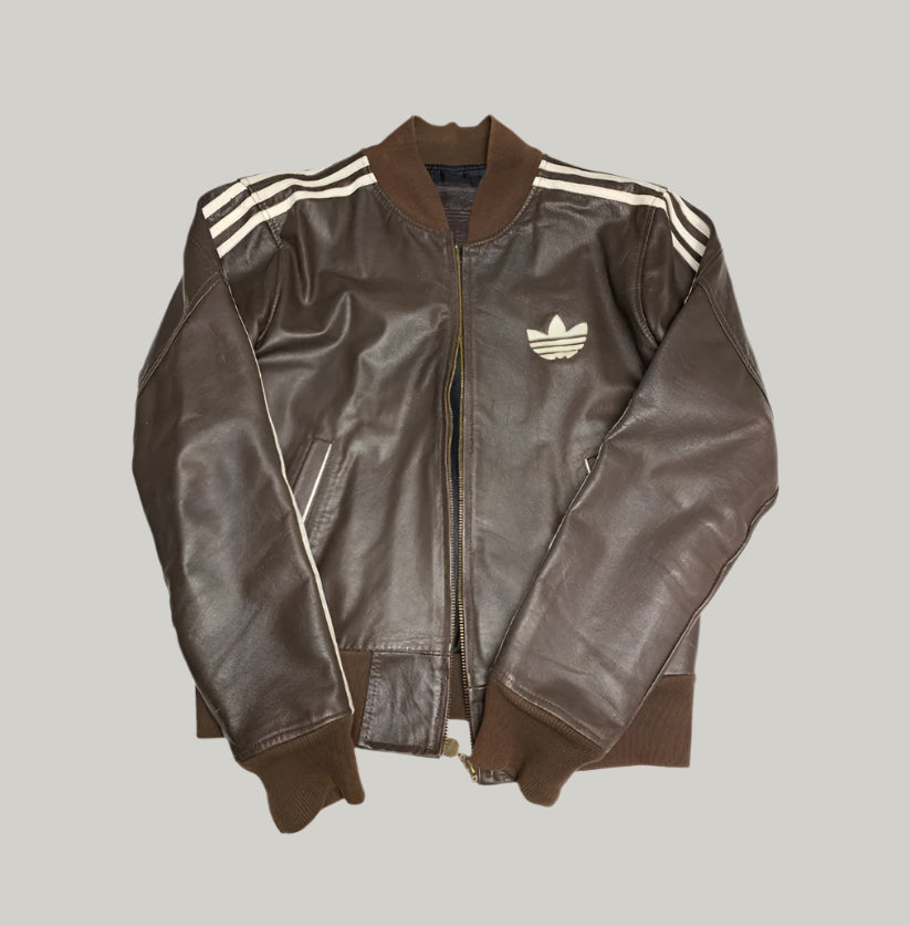 Vintage Adidas Brown Leather Jacket