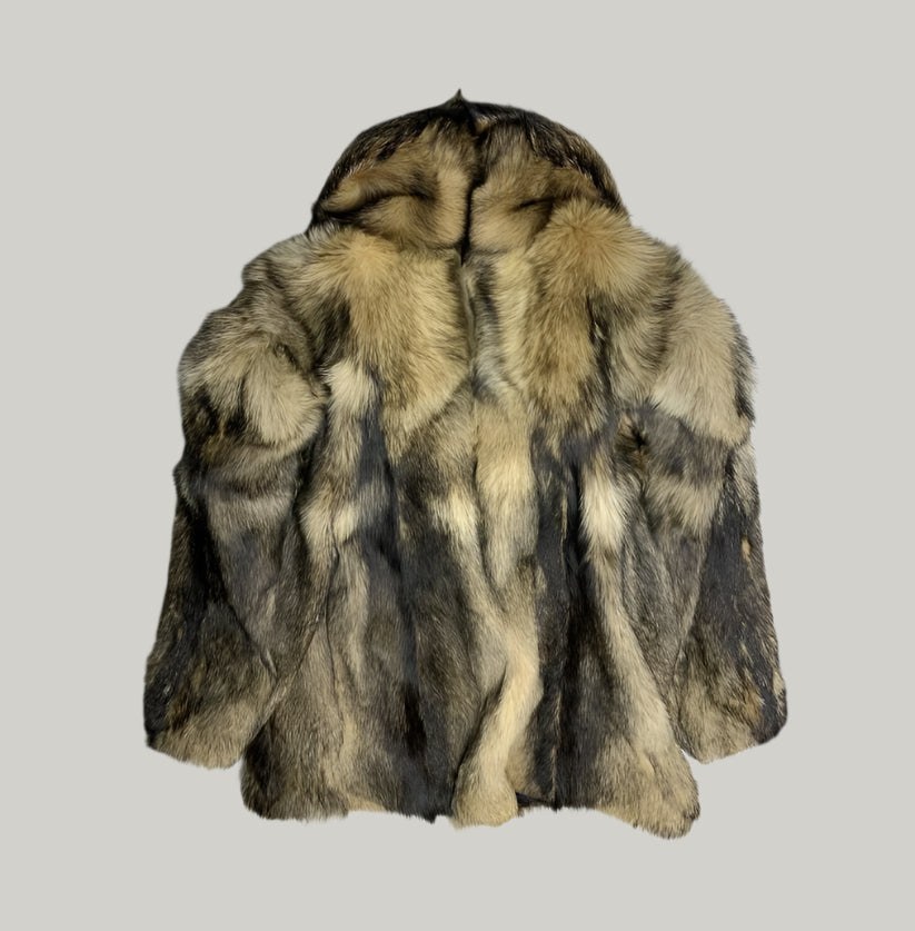 Montreal Flowers Tinted Brown Fox Fur Coat