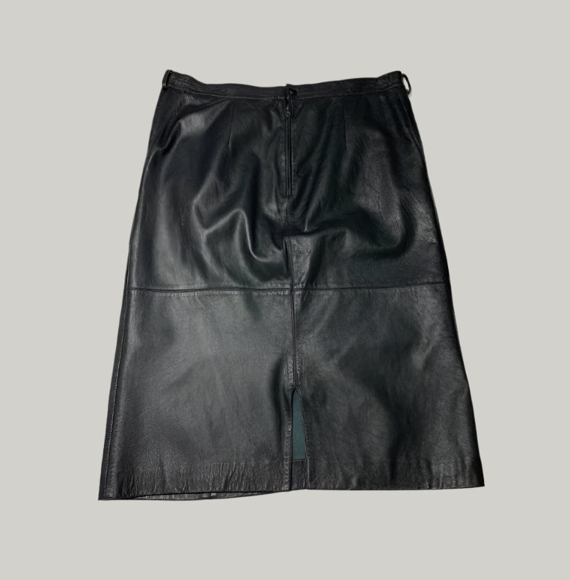 Creazioni In Pelle Black Leather Pencil Skirt