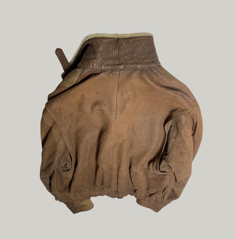 Vintage Bomber-Style Shearling Leather Jacket