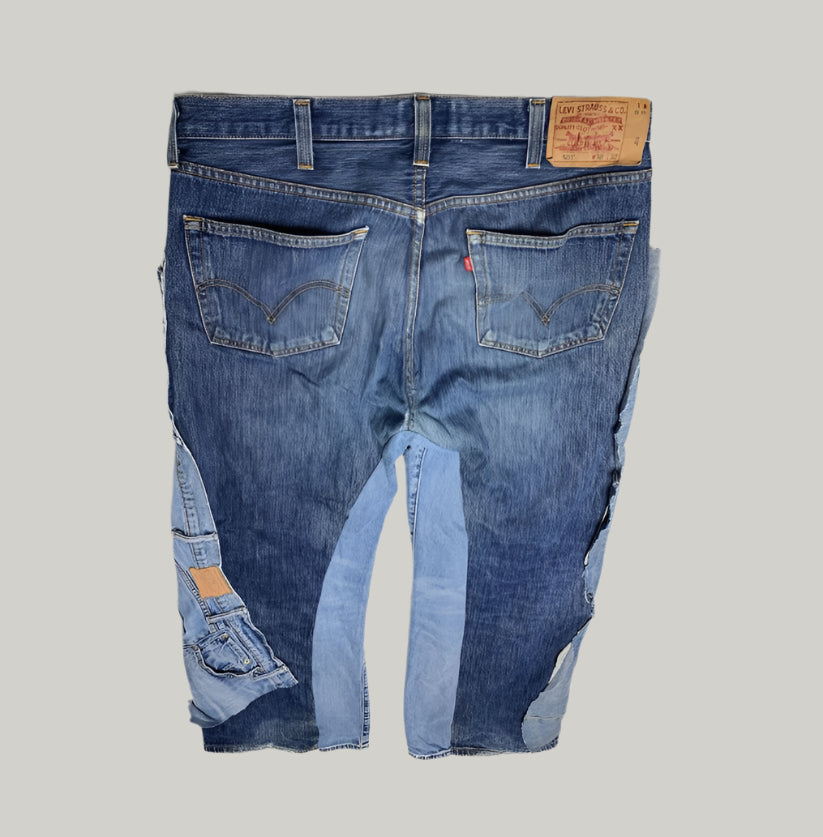 Levi's 501 Original Fit Men's Patchwork Blue Jeans