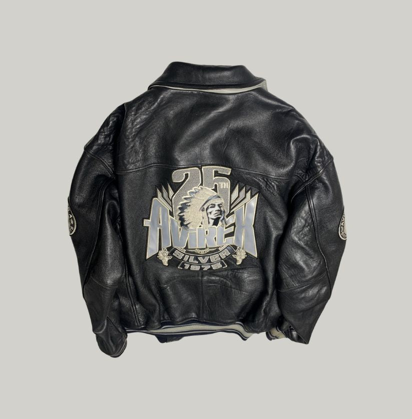 Avirex Black Leather Varsity Jacket