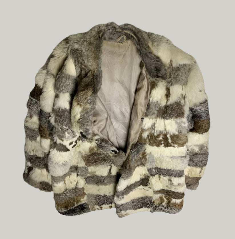 Vintage Multi-Tone Striped Fur Coat