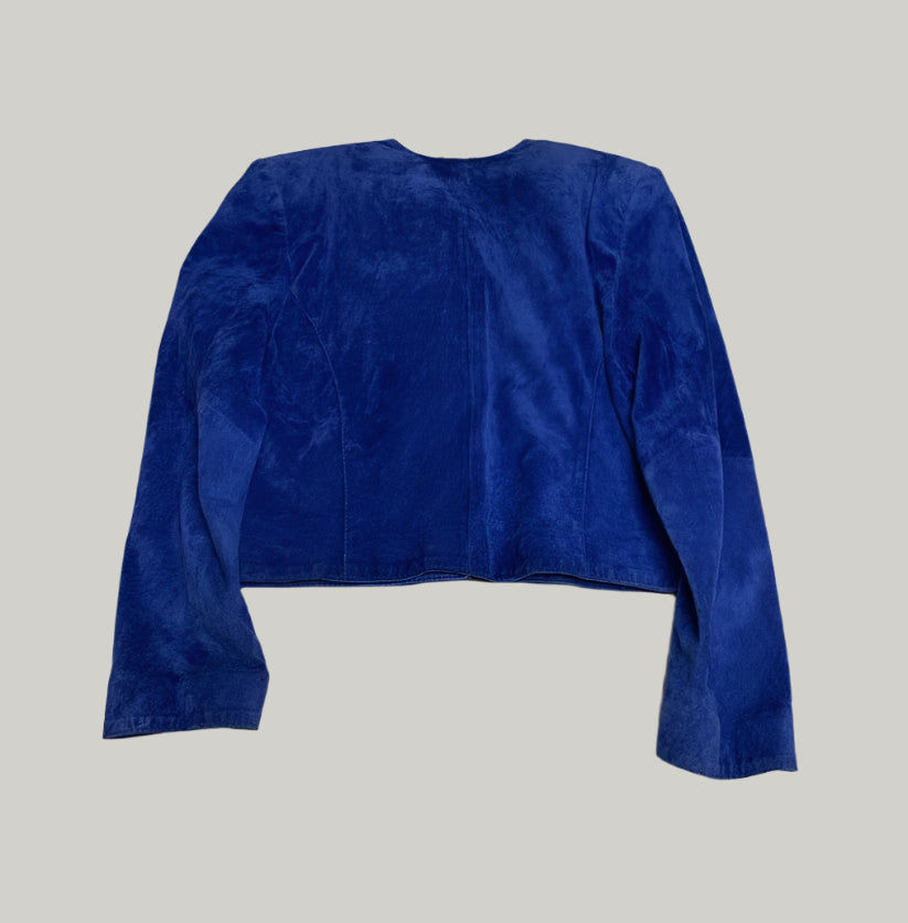 DINO'Z Vintage Blue Suede Leather Cropped Jacket
