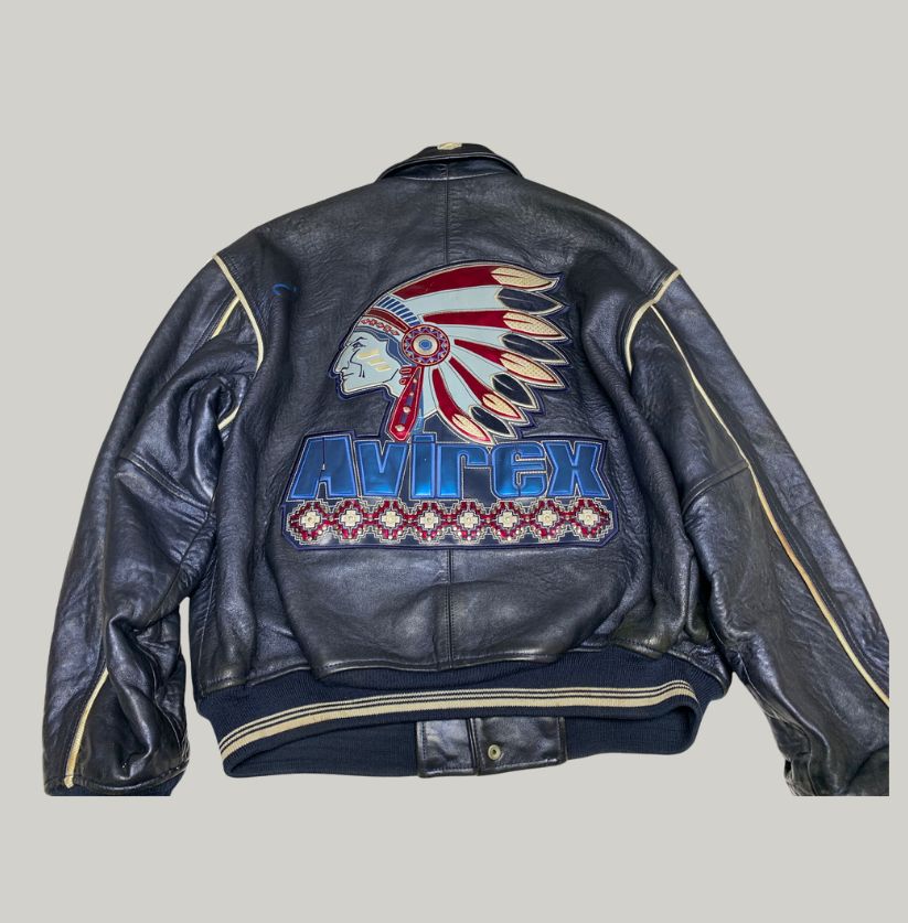 Vintage Avirex Black Leather A-2 Flight Jacket