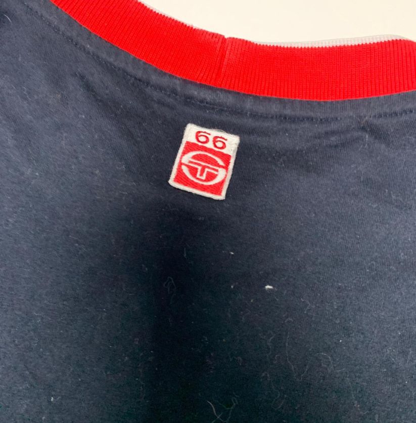 Vintage Sergio Tacchini Athletic Lab Navy & Red Striped T-Shirt