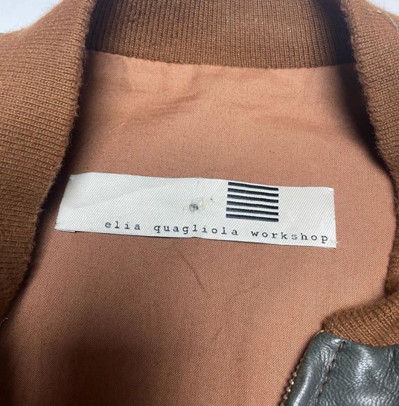 Elia Quagliola Workshop Brown Patchwork Biker Jacket