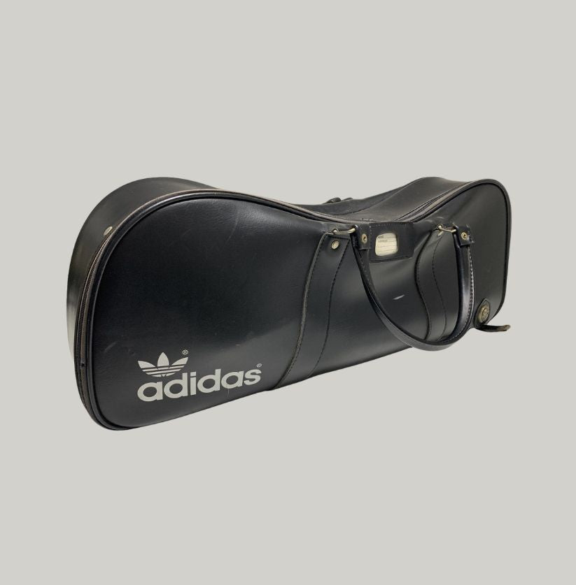 Vintage Adidas Black Trefoil Leather Holdall