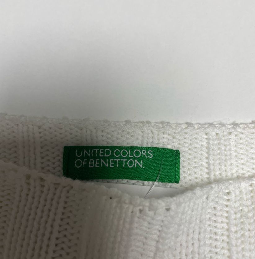 United Colors of Benetton White Boat Neck Ribbed Sweater