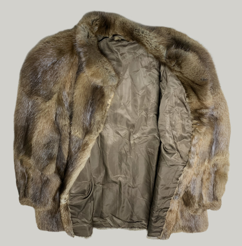 Vintage Brown Fur Pelted Coat