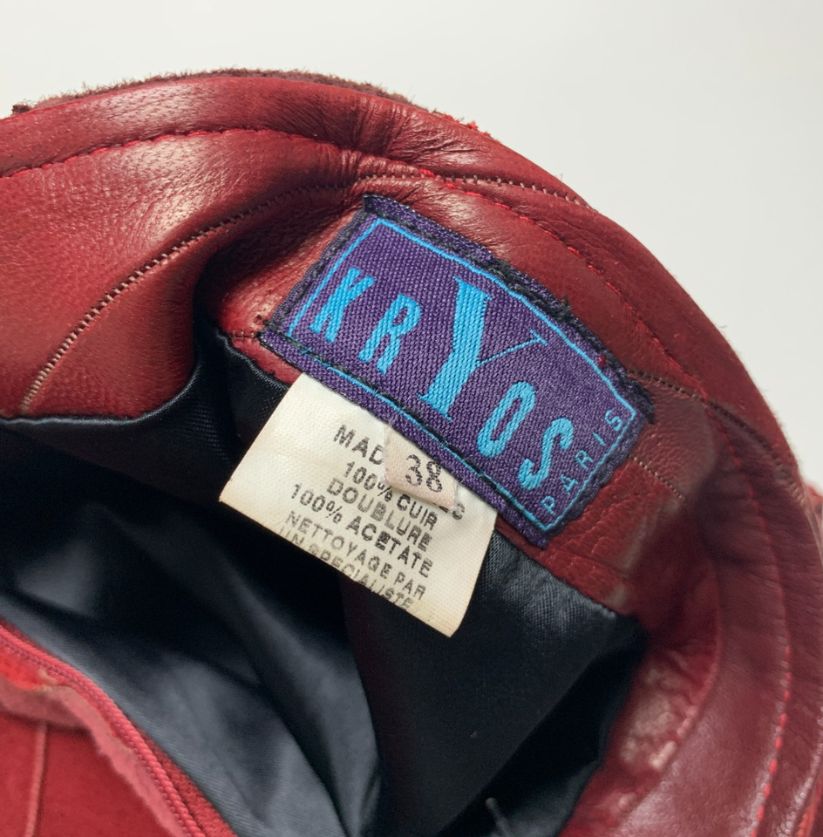 Kryos Paris Red Patchwork Leather Skirt