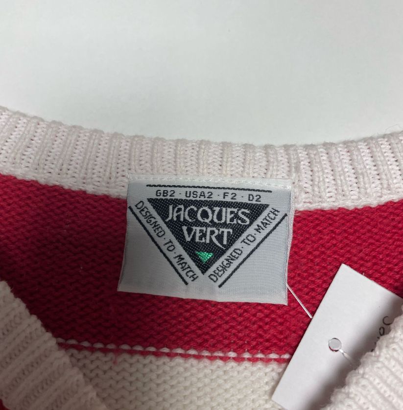 Jacques Vert Red & White V-Neck Jumper