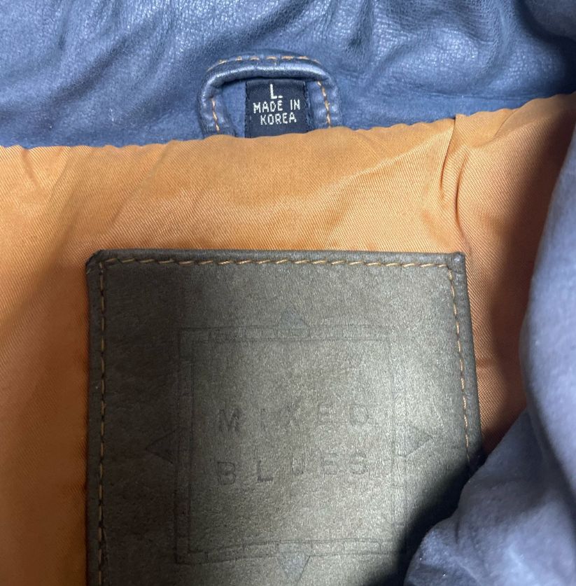 Mixed Blues 90s Vintage Biker Jacket in Size L