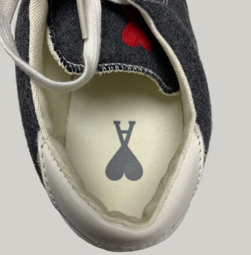 Brand New Ami Paris Grey Felt Low-Top Sneakers