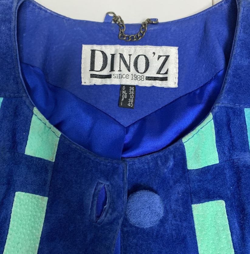 DINO'Z Vintage Blue Suede Leather Cropped Jacket