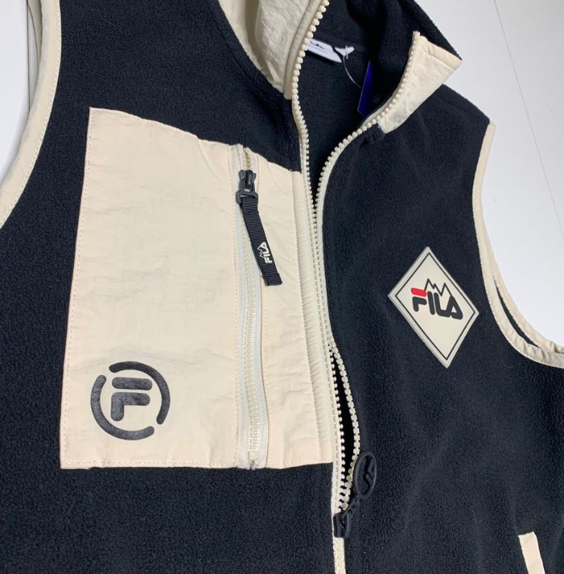 Fila Black & Cream Fleece Vest