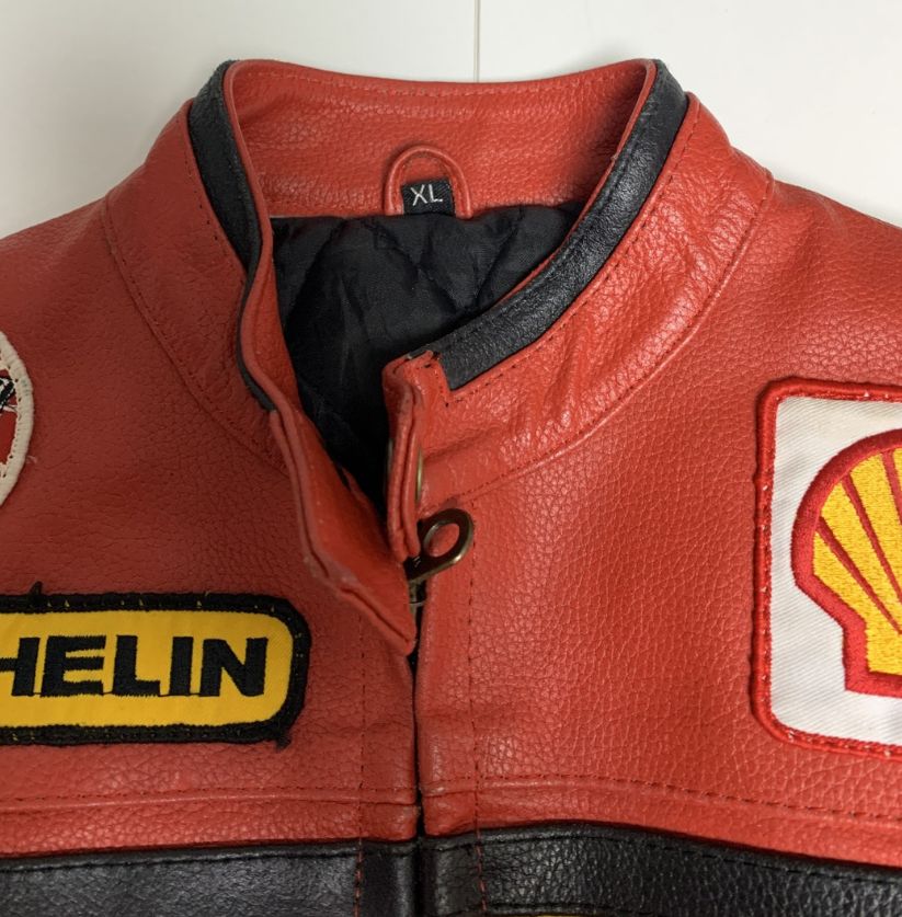 Iconic Red Ferrari Racing Leather Jacket