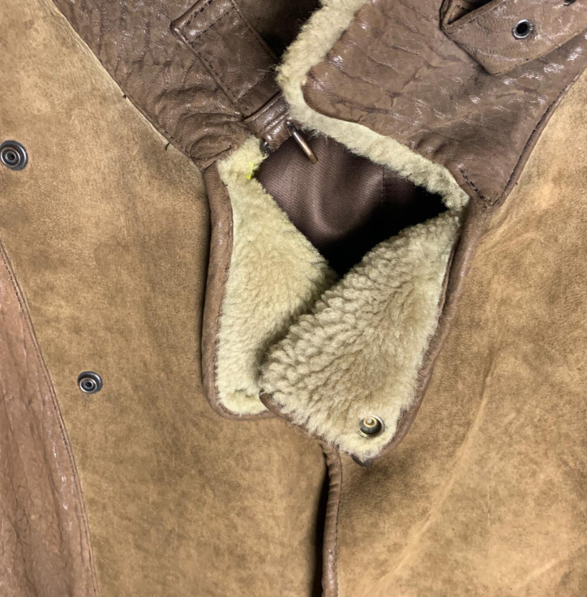 Vintage Bomber-Style Shearling Leather Jacket