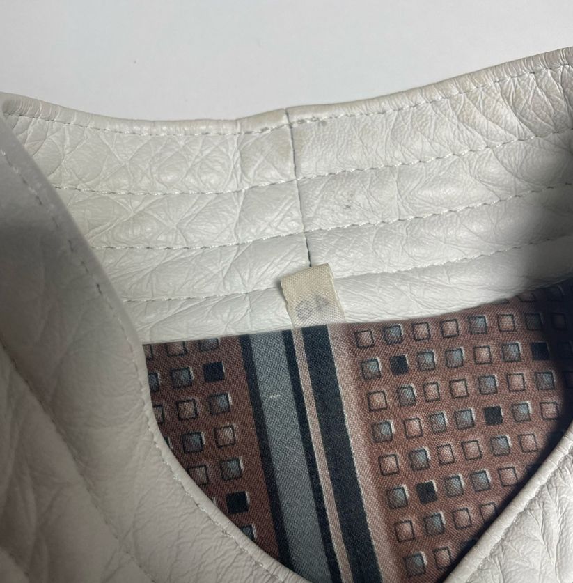 Retro 90s Vintage Blue & White Leather and Suede Biker Jacket