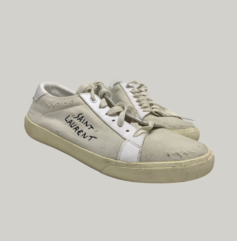 Saint Laurent Paris Classic Distressed Low-Top Sneakers