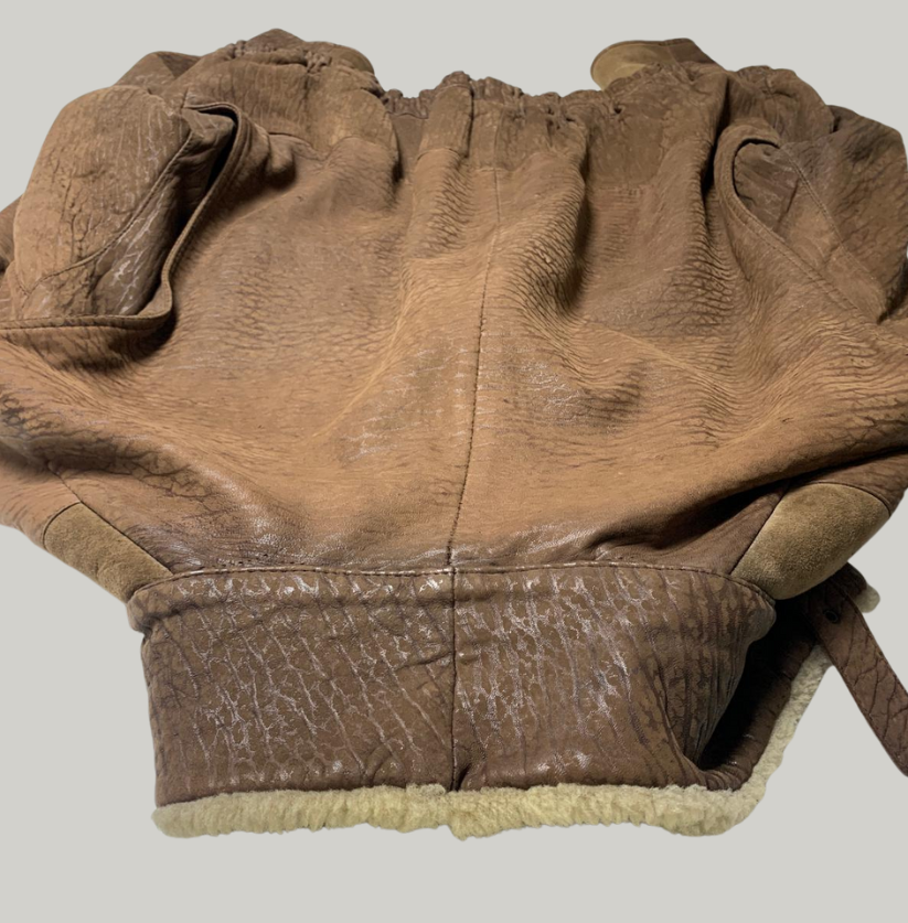 Vintage Bomber-Style Shearling Leather Jacket
