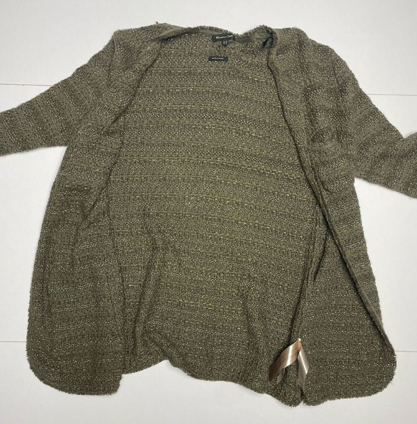 Massimo Dutti Olive Green Open Cardigan