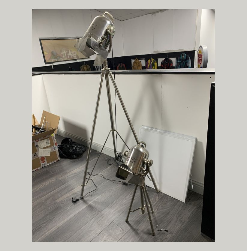 Vintage Industrial Tripod Spotlight Lamps (Set of 2)