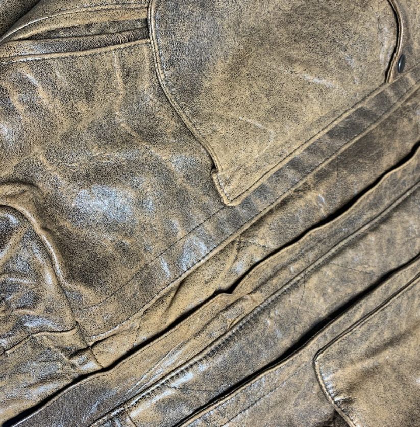 90s Distressed Brown Real Leather Bomber Jacket