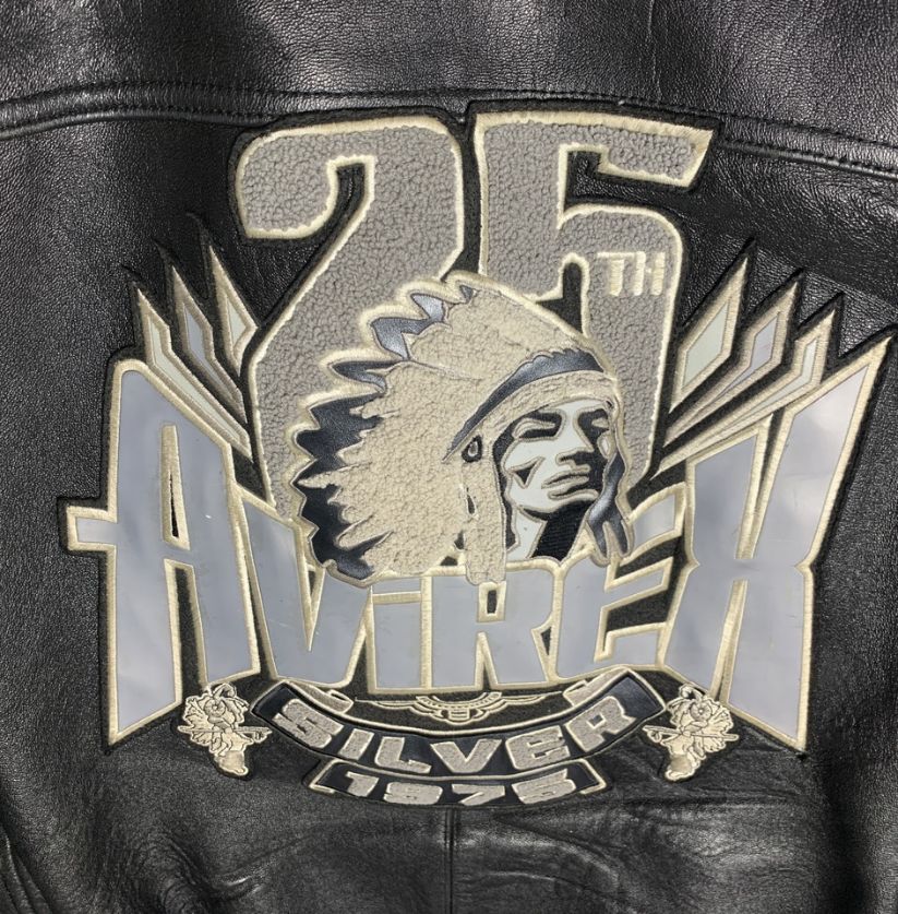 Avirex Black Leather Varsity Jacket