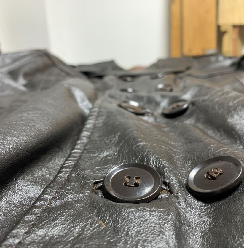 Vintage Dark Brown Real Leather Trench Coat