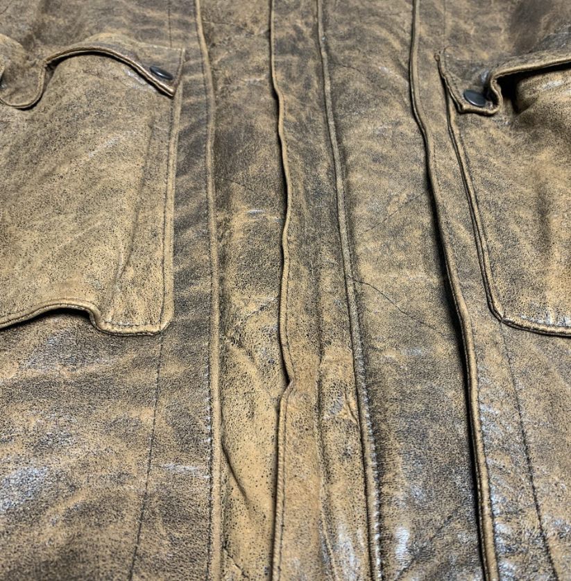 90s Distressed Brown Real Leather Bomber Jacket