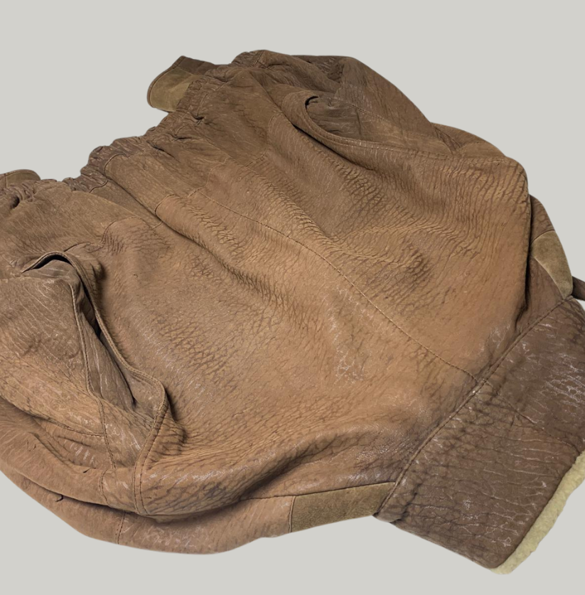 Vintage Bomber-Style Shearling Leather Jacket