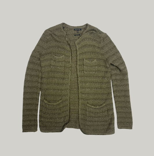 Massimo Dutti Olive Green Open Cardigan