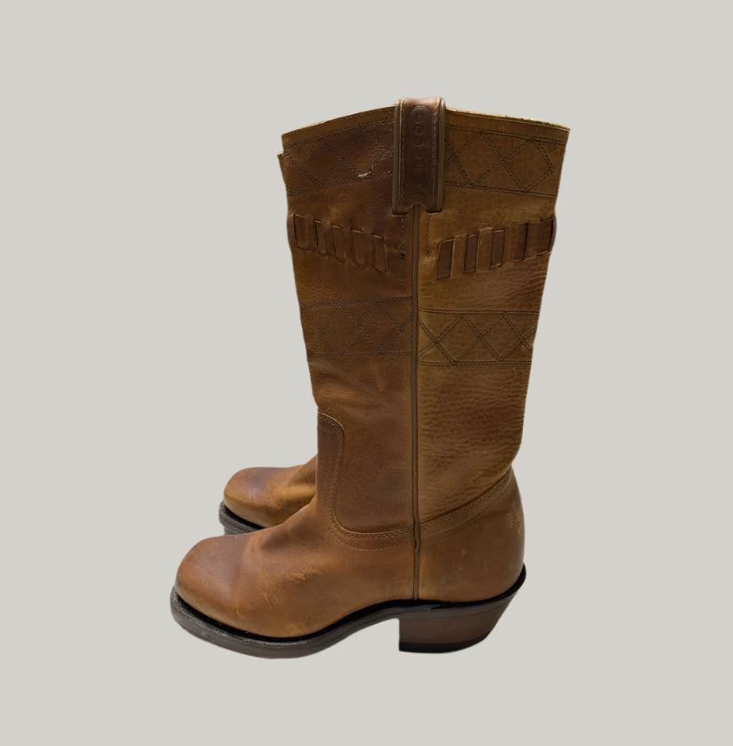 Boulet Brown Leather Cowboy Boots