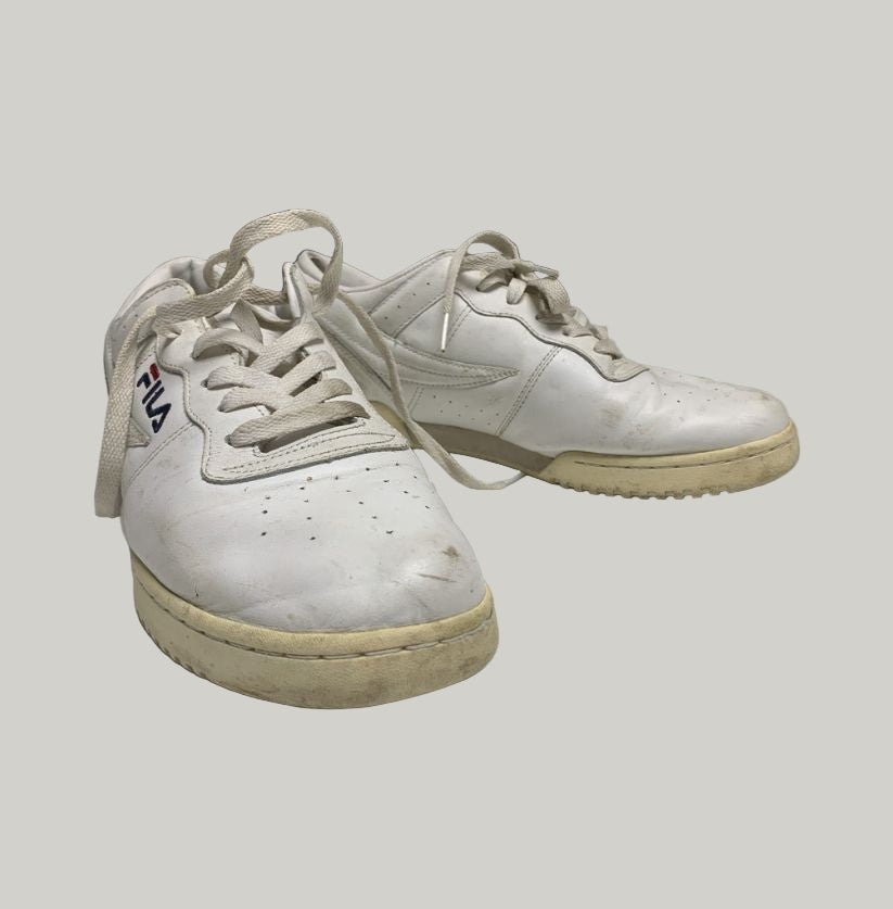 Vintage Fila White Leather Low-Top Sneakers