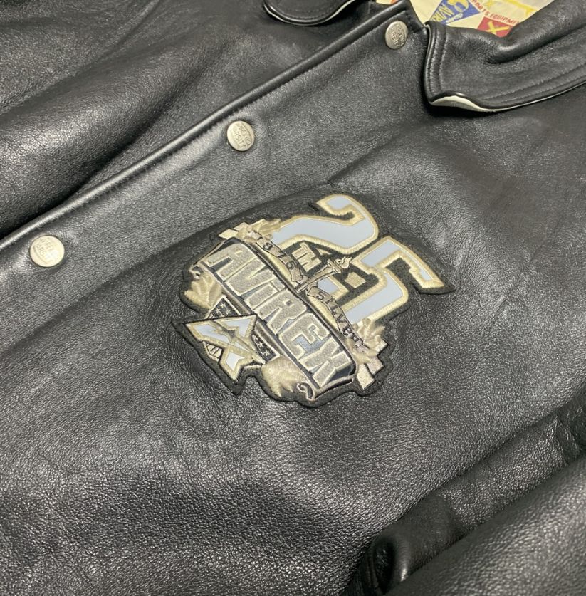 Avirex Black Leather Varsity Jacket