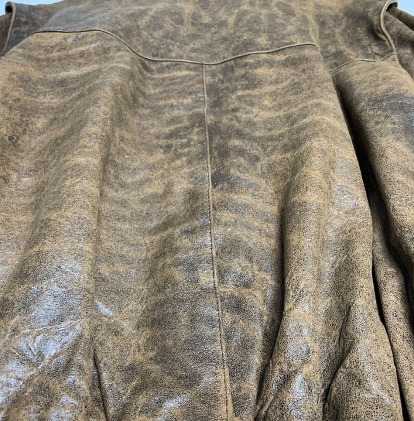 90s Distressed Brown Real Leather Bomber Jacket