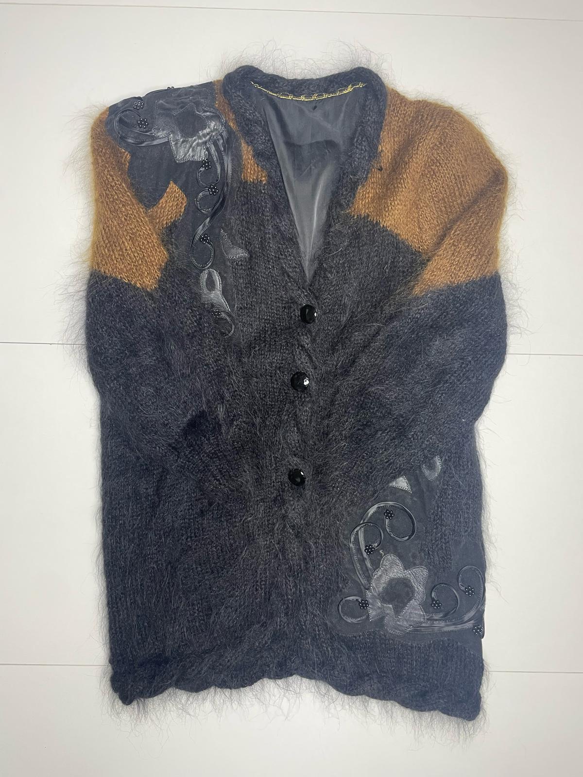 Vintage Knit Mohair Embroidered Button Cardigan