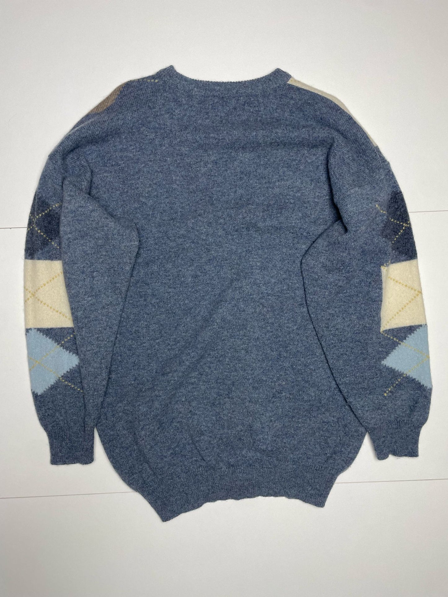 Paco Grey Diamond Patterned Pure Wool Jumper