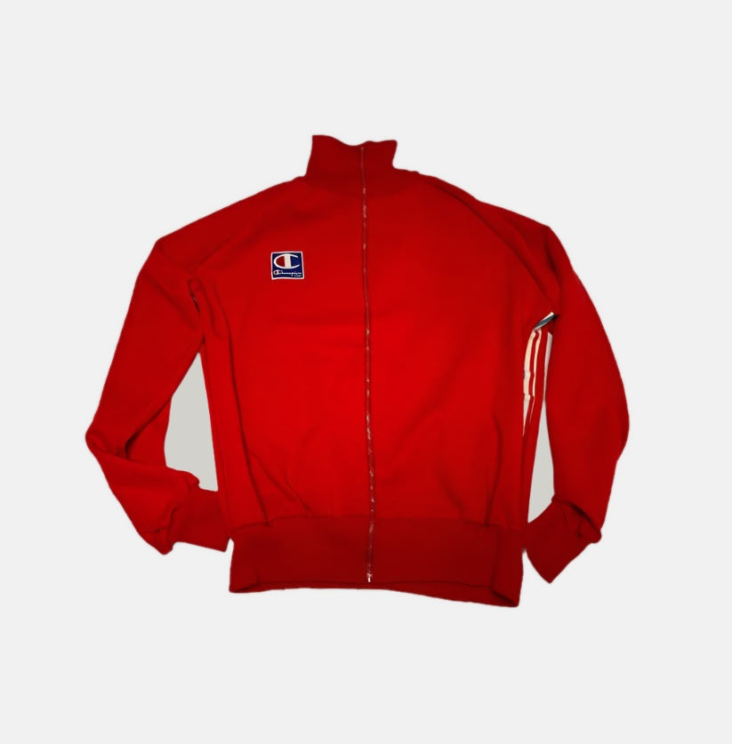 Champion Full-Zip Red Track Jacket with Embroidered Logo