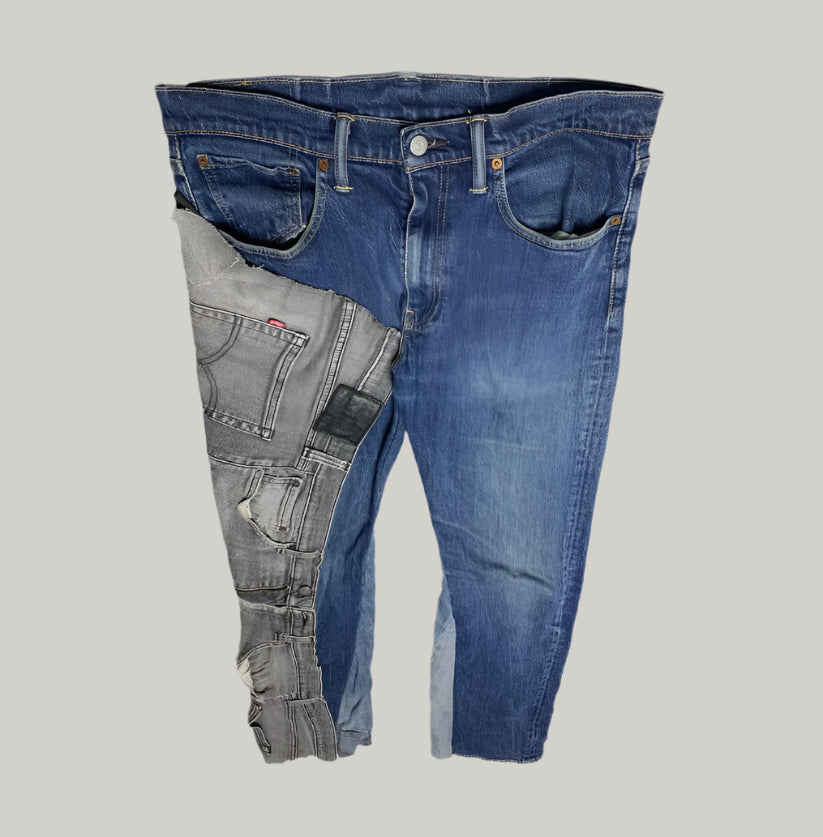 Custom Reworked Levi's 502 Jeans Two-Tone Patchwork