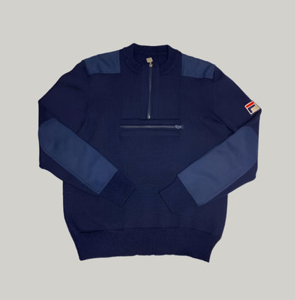 Vintage FILA Navy Blue Quarter-Zip Knit Sweater
