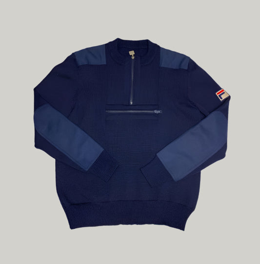 Vintage FILA Navy Blue Quarter-Zip Knit Sweater