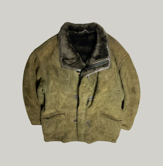 Vintage Olive Suede Duffle Jacket